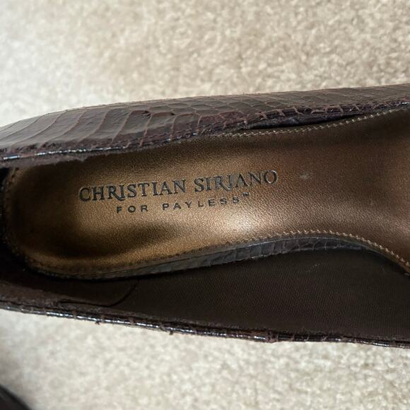Christian Siriano Brown Faux Alligator High Heels, Stilettos, Pumps, Size 8 - Picture 6 of 7